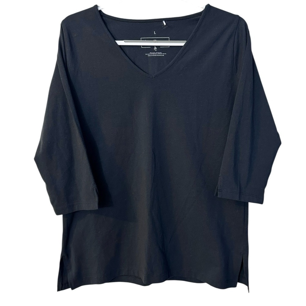 Ana Clare Black V-Neck Top Stretch